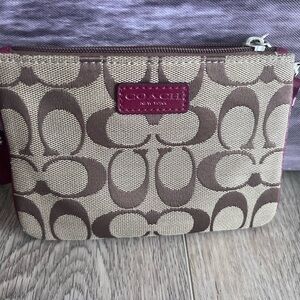 Coach Beige and Brown Signature Wristlet